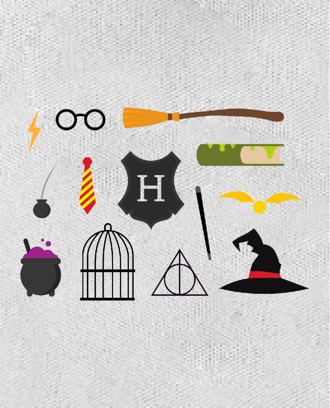 Kepurė Harry Potter simboliai